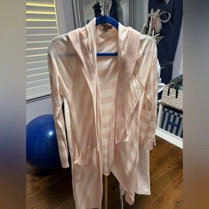 Pink and White Striped Cardigan